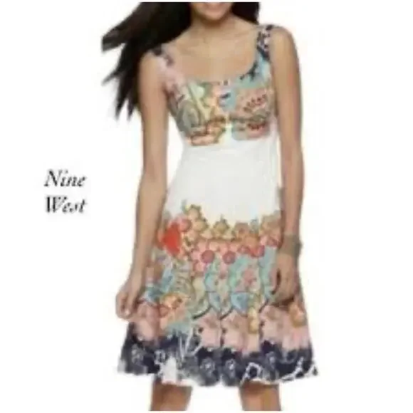 Nine West Floral Sleeveless A Line Dress Size 4 Multicolored - Picture 11 of 11